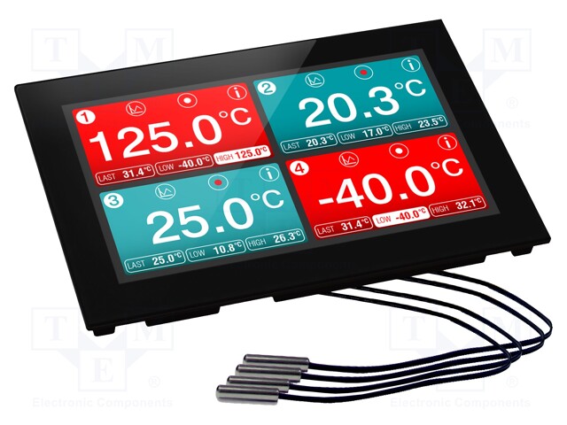 Data logger; temperature; ±1,0°C; Temp: -40÷125°C; 186x122x21mm