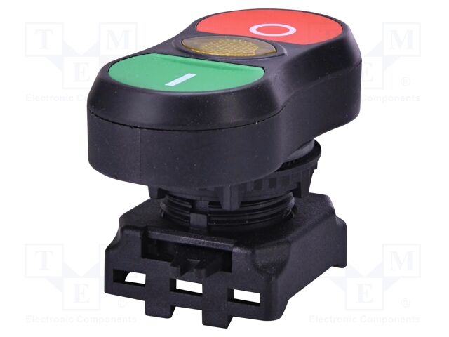 Switch: double; 22mm; green/red; LED; Backlight colour: yellow