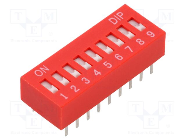 Switch: DIP-SWITCH; Poles number: 9; OFF-ON; 0.025A/24VDC; Pos: 2/9