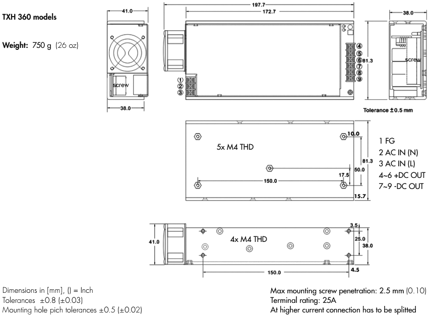 Power supply: switched-mode; modular; 360W; 48VDC; 44÷51VDC; 7.5A