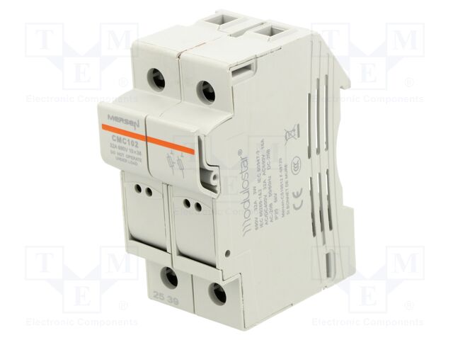 Fuse base; 10x38mm; for DIN rail mounting