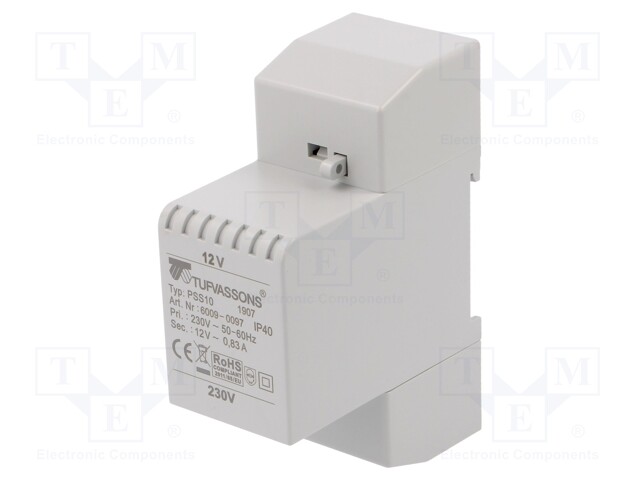 Transformer: mains; 10VA; 230VAC; 12V; Leads: terminal block; IP30