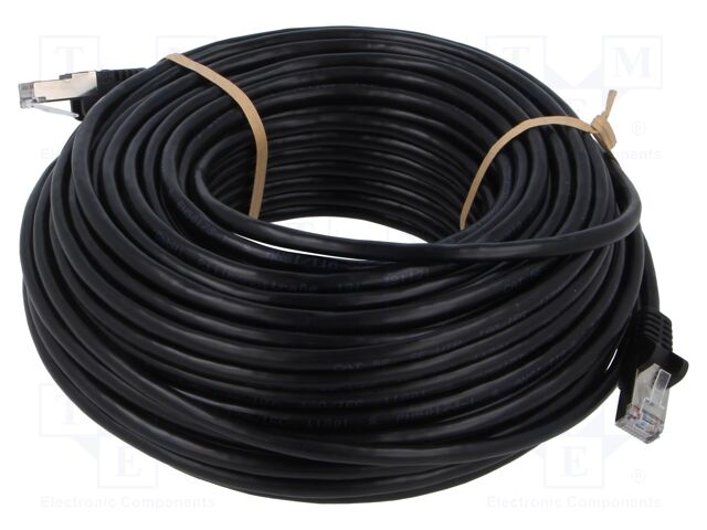 Patch cord; SF/UTP; 5e; stranded; CCA; PVC; black; 30m; 26AWG