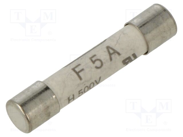Fuse: fuse; 5A; 500VAC; quick blow; ceramic,cylindrical; 6.3x32mm
