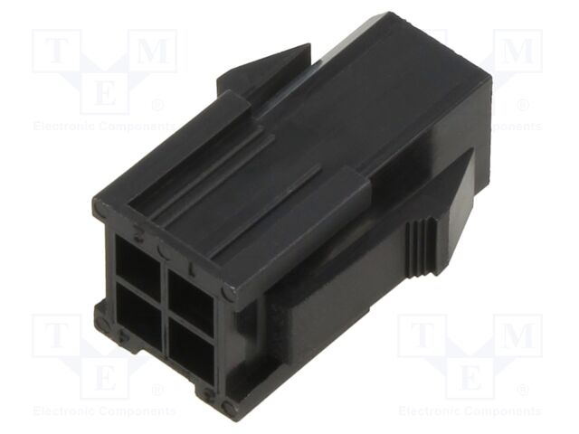 MiniFit 04Ckt Plug Hsg w/ears V-0 Black