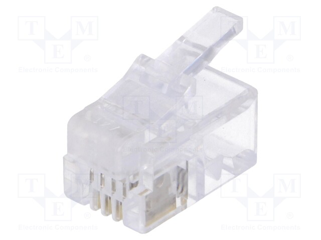 Plug; RJ10; PIN: 4; unshielded; gold-plated; Layout: 4p4c; crimped