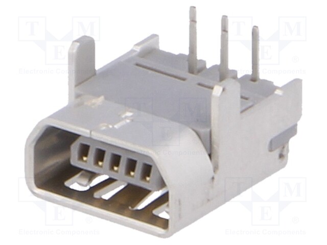 Socket; USB AB mini; on PCBs; THT; PIN: 5; angled 90°