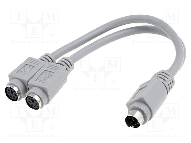 Cable; PS/2 socket x2,PS/2 plug; Len: 0.15m; Øcable: 5mm