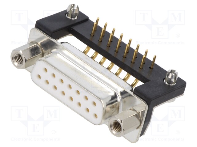 D-Sub; PIN: 15; socket; female; for panel mounting,on PCBs; THT
