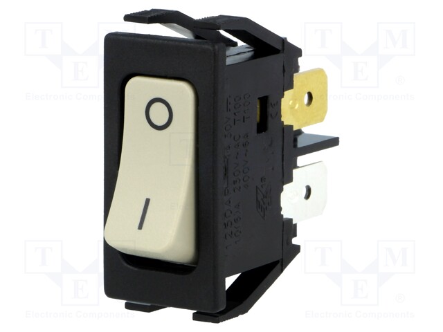 ROCKER; DPST; Pos: 2; OFF-ON; 10A/250VAC; white; none; Body: black