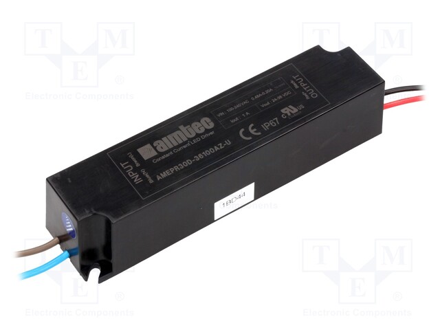 Power supply: switched-mode; LED; 36W; 24÷36VDC; 1A; 90÷264VAC