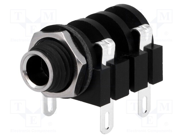 Socket; Jack 6,35mm; female; mono; with on/off switch; angled 90°