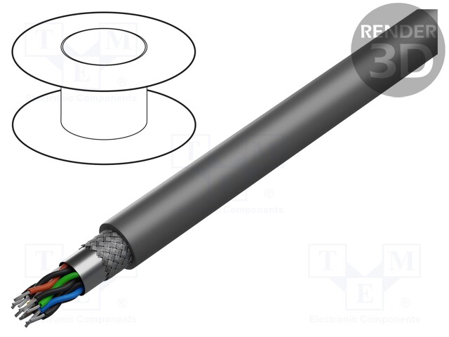 Wire; Alpha Essential C&C; 9x2x28AWG; PVC; dark grey; 300V; 30.5m