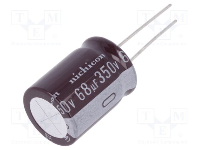 Capacitor: electrolytic; THT; 68uF; 350VDC; Ø18x25mm; Pitch: 7.5mm