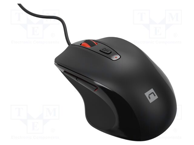 Optical mouse; black; USB A; wired; 1.8m; No.of butt: 6