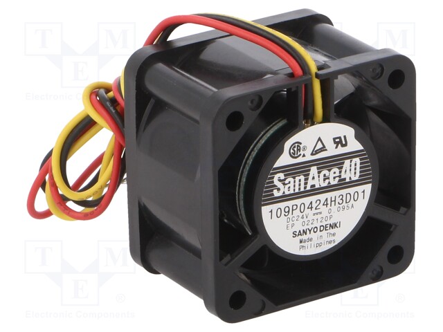 Axial Fan, 24 V, DC, 40 mm, 28 mm, 11.3 cu.ft/min, 0.32 m³/min