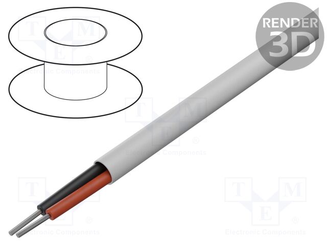 Wire; 1x2x18AWG; unshielded; 300V; 305m; Cu; stranded; grey; CPR: Eca