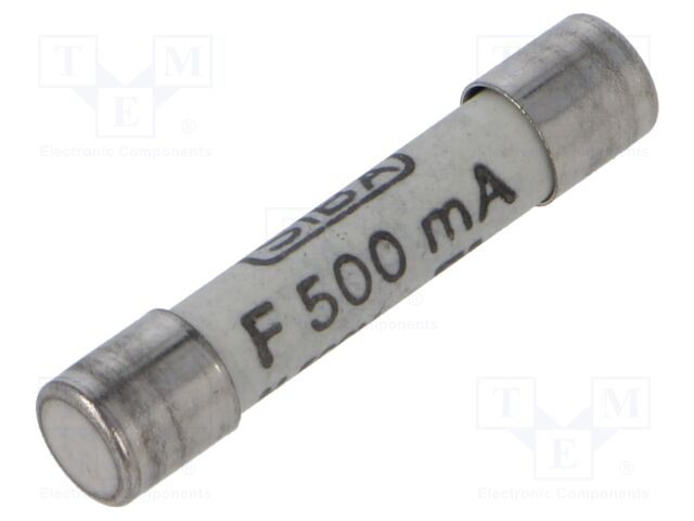 Fuse: fuse; quick blow; 500mA; 500VAC; ceramic,cylindrical