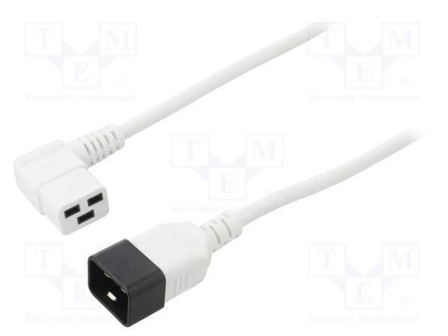 Cable; 3x1.5mm2; IEC C19 female angled,IEC C20 male; PVC; 1m