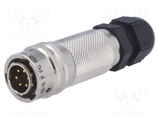 Connector: circular; PT; plug; male; PIN: 6; with cable gland; 7.5A