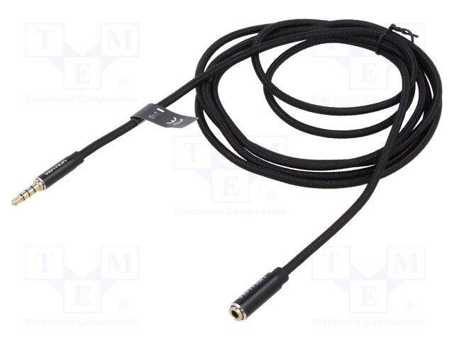 Cable; Jack 3.5mm 4pin socket,Jack 3,5mm 4pin plug; 2m; black