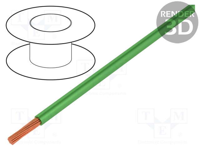 Wire; LgY; stranded; Cu; 2.5mm2; green; PVC; 300/500V; 50m; Class: 5