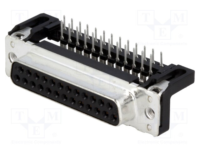 D-Sub; PIN: 25; socket; female; angled 90°; THT; M3