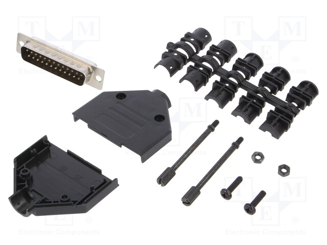 D-Sub; PIN: 25; plug; male; soldering; for cable; black