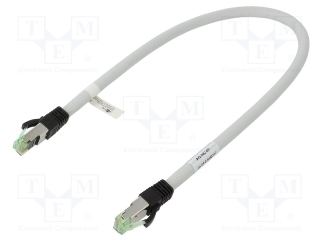 Patch cord; S/FTP; Cat 8; stranded; Cu; LSZH; grey; 0.5m; 24AWG