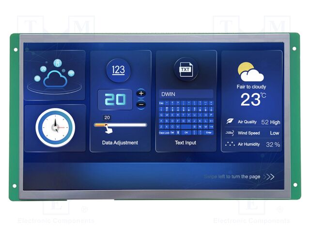 Display: TFT; 10.1"; 1024x600; Illumin: LED; 16MBFLASH; RGB; 8pin,SD