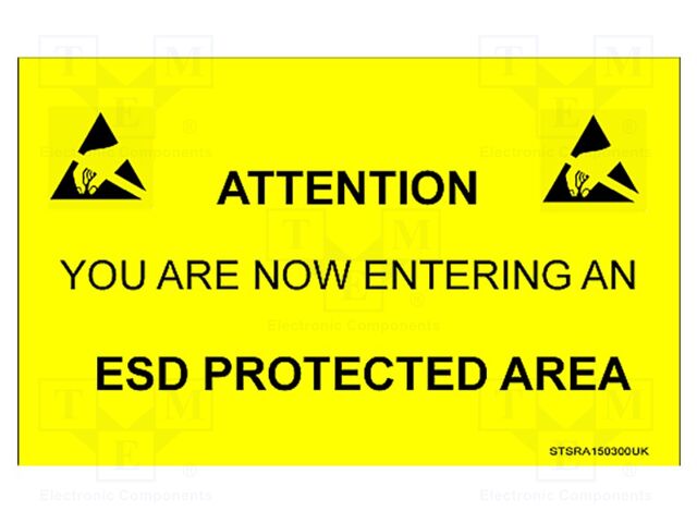 Information board; ESD,self-adhesive; 300x150mm; black,yellow