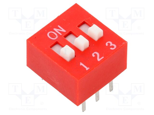 Switch: DIP-SWITCH; Poles number: 3; OFF-ON; 0.025A/24VDC; Pos: 2/3