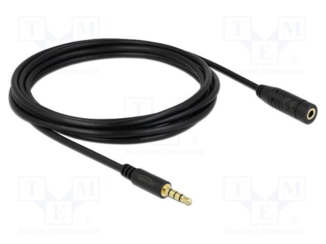 Cable; Jack 3.5mm 3pin socket,Jack 3,5mm 4pin plug; 3m; black
