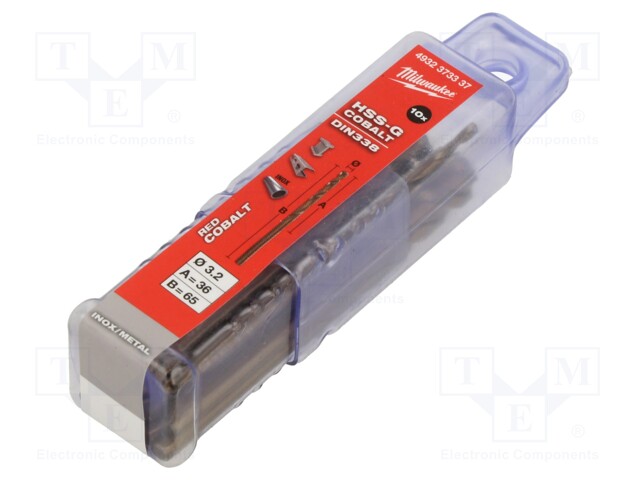 Drill bit; for metal; Ø: 3.2mm; high speed steel cobalt HSS-Co