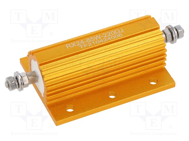 Resistor: wire-wound; with heatsink; 220Ω; 85W; ±5%; 50ppm/°C