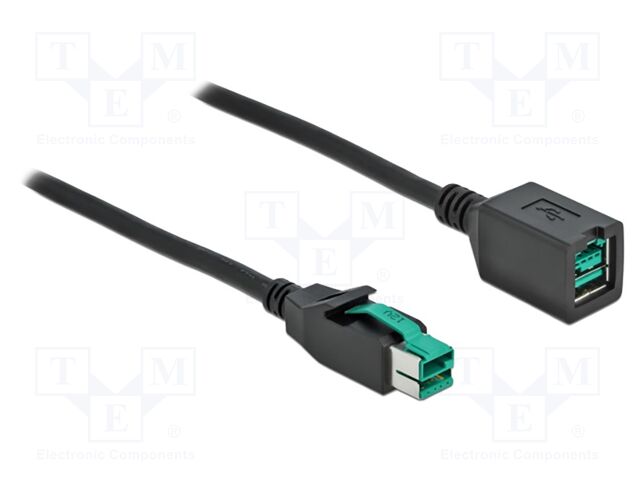 Cable; PoweredUSB socket,PoweredUSB plug; 1m; black; 20AWG,26AWG