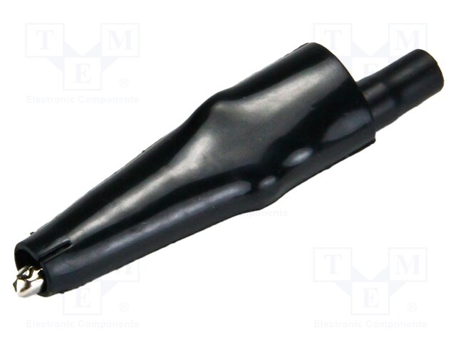 Crocodile clip; 10A; black; Grip capac: max.7.9mm; Insulation: PVC