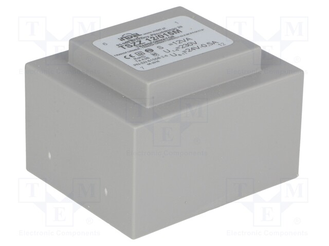 Transformer: encapsulated; 12VA; 230VAC; 24V; 0.5A; Mounting: PCB
