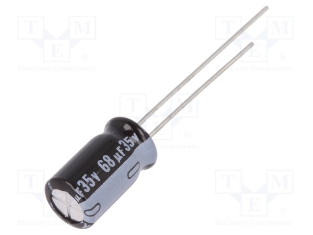 Capacitor: electrolytic; THT; 68uF; 35VDC; Ø6.3x11mm; Pitch: 2.5mm