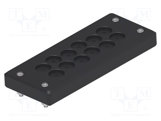 Multigate grommet; black; Holes no: 12; -40÷80°C; 5÷13mm; Entrelec
