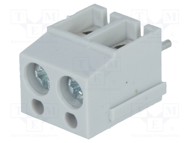 PCB terminal block; angled 90°; 5mm; ways: 2; on PCBs; 2.5mm2; 16A