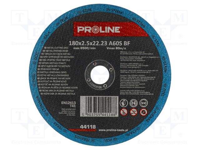 Cutting wheel; Ø: 180mm; Øhole: 22mm; Disc thick: 2.5mm; metal