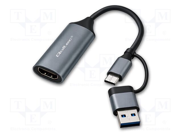 Adapter; HDMI socket,USB A plug,USB C socket,USB C plug; PVC