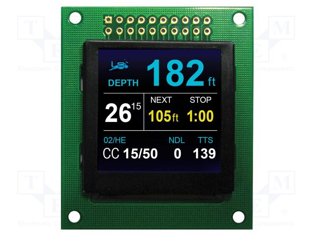 Display: OLED; matrix; 128x128; Dim: 45x52x5.1mm; 2x10; -30÷70°C