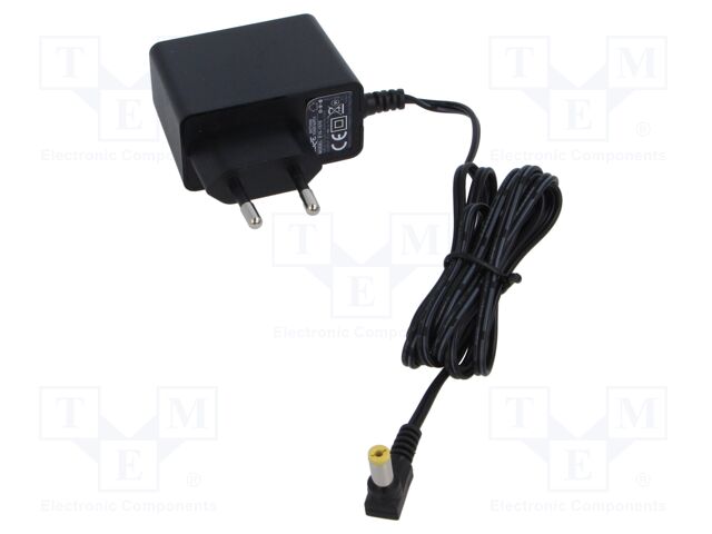 Power supply: switching; mains,plug-in; 15VDC; 1A; 15W; 84%; angled