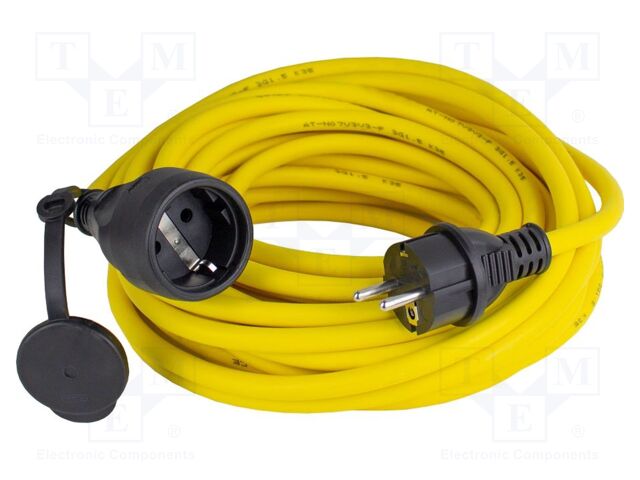 Extension lead; 3G1.5mm2; with flap; Sockets: 1; PVC; yellow; 25m