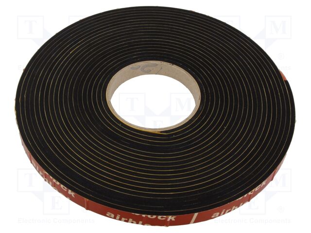 Gasket; EPDM; D: 4mm; black; L: 10m; W: 15mm; Mounting: self-adhesive