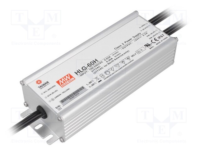 Power supply: switched-mode; LED; 60W; 15VDC; 4A; 90÷305VAC; IP67
