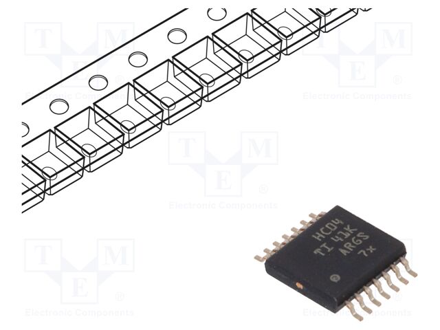 Logic IC, Inverter, Hex, 1 Inputs, 14 Pins, TSSOP, 74HC04