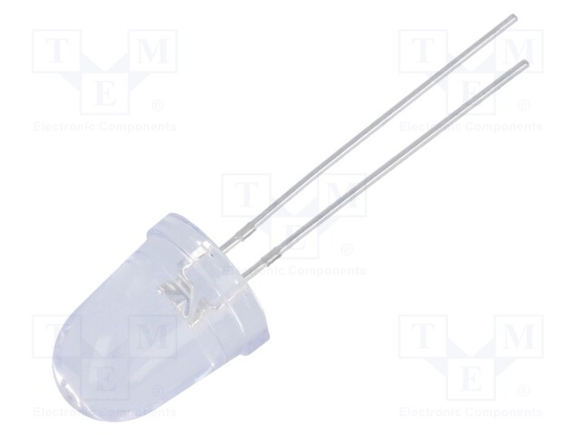 LED; 10mm; red; 72000÷80000mcd; 8°; Front: convex; Pitch: 2.54mm